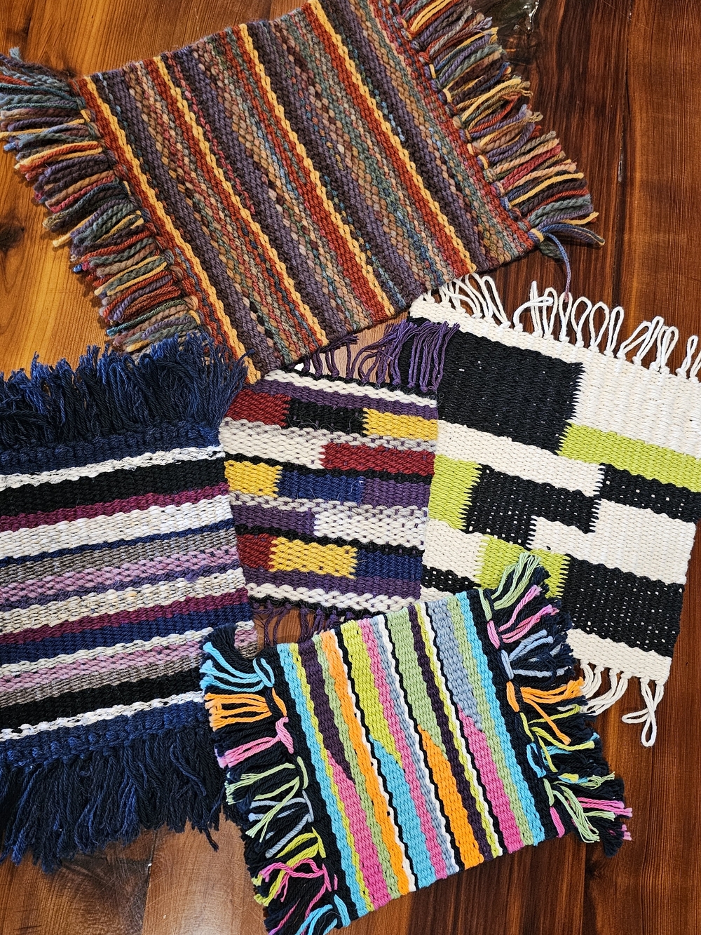 Handwoven Colorful Woven Textule Pieces - Set of 5